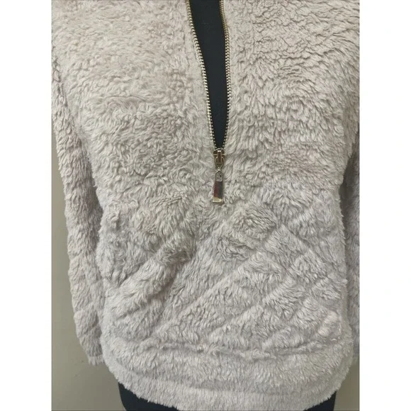 NO BOUNDARIES  Pull Over Fleece Jacket w/ Zipper & Pocket Child Sm (3-5) Cream - Picture 2 of 4